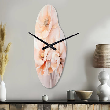 Cream Orange Abstract Still Life's - Asymmetric Metal Wall Clock